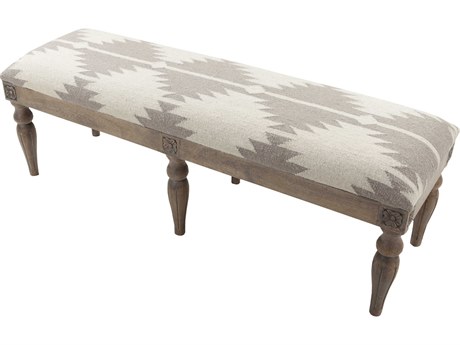 Surya James Gray Light Brown Upholstered Accent Bench