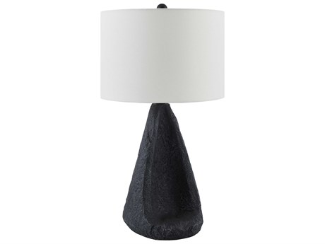 Surya Fuego Black White Linen Buffet Lamp