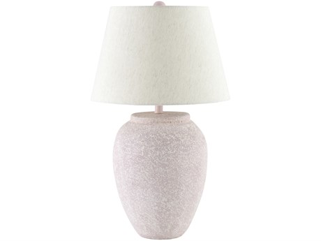 Surya Galdar White Beige Cotton Pink Buffet Lamp