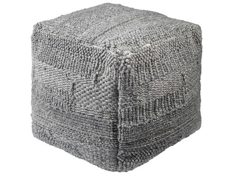 Surya Gabon Charcoal Gray Upholstered Pouf