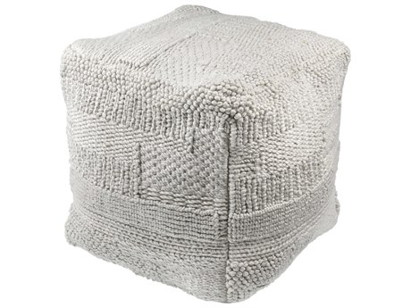 Surya Gabon Ivory Gray Upholstered Pouf
