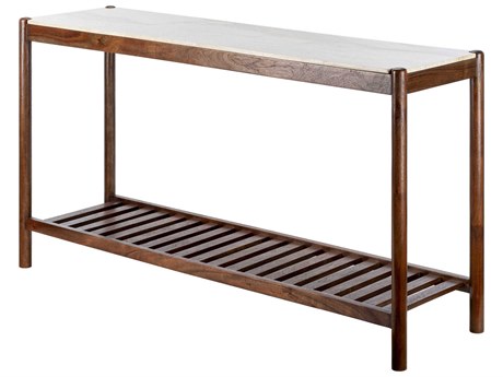 Surya Guapa Rectangular Marble Cream Brown Console Table