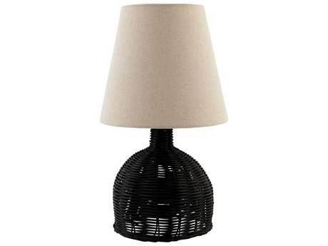 Surya Grotta Black Wheat Linen Table Lamp