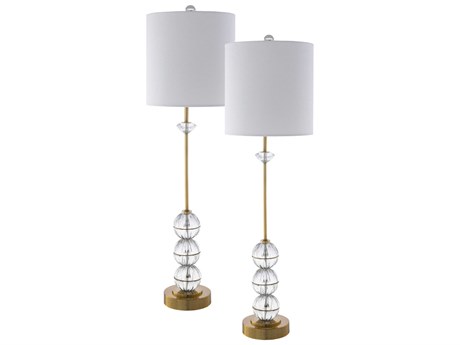 Surya Grantley Clear White Linen Buffet Lamp