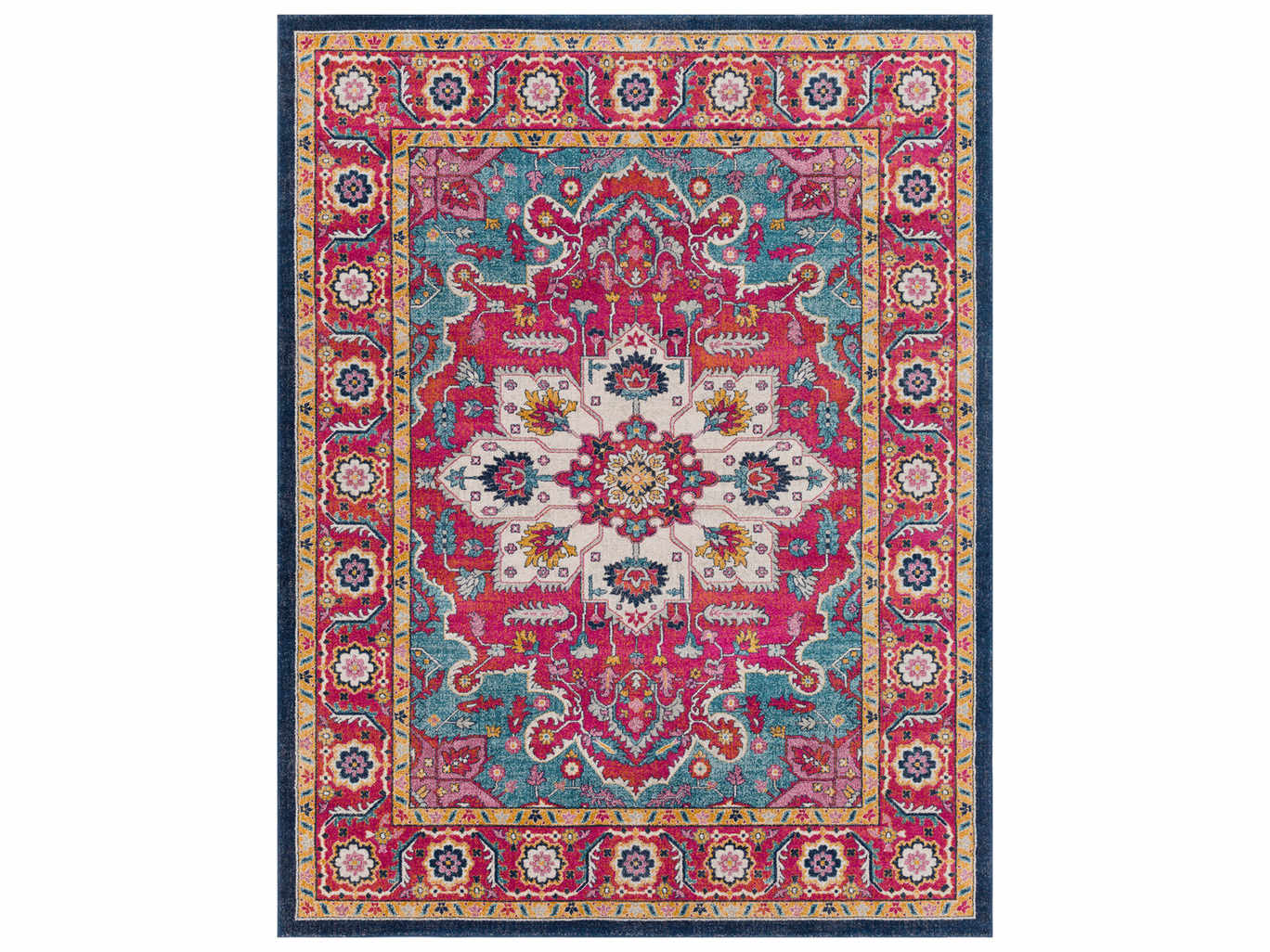 Surya Harput Rectangular Bright Pink Aqua Navy Area Rug Surya Harput Rectangular Bright Pink Aqua Navy Area Rug