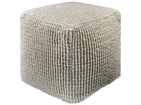 Surya Haruko Ivory Beige Upholstered Pouf