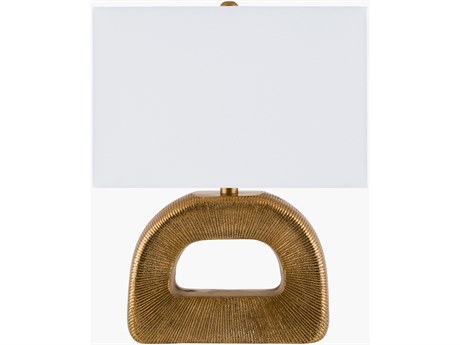 Surya Hennes Gold White Cotton Table Lamp