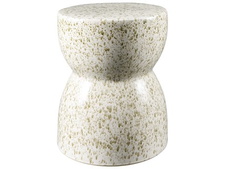 Surya Hourglass Cream Sage Accent Stool