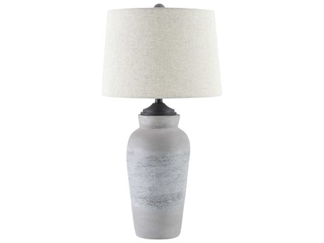 Surya Hierro Gray Beige Cotton Buffet Lamp