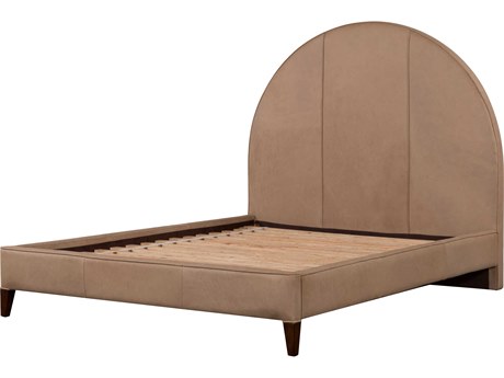 Surya Elipse Dark Brown Rubberwood Leather King Platform Bed