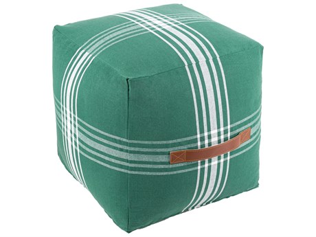Surya Jackson Dark Green White Upholstered Ottoman