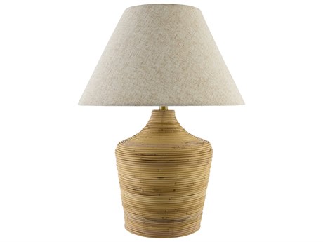 Surya Jussac Natural Beige Linen Brown Buffet Lamp