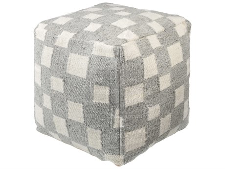 Surya Jacinta Slate Gray Upholstered Pouf
