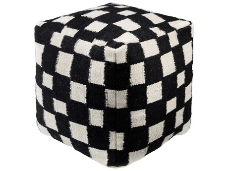 Surya Jacinta Onyx Black Upholstered Pouf
