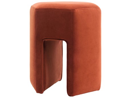 Surya Kaden Rust Orange Upholstered Ottoman