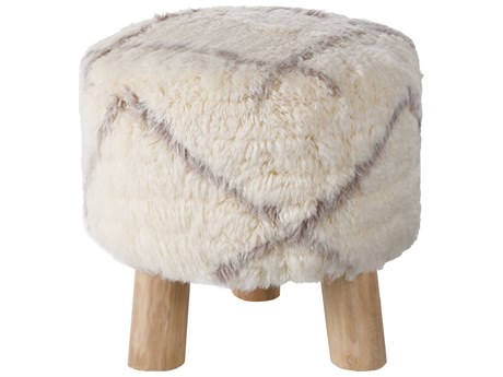 Surya Kiarah Cream Tan Brown Upholstered Accent Stool