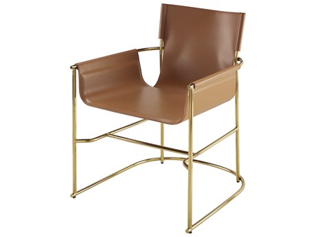 Surya Kara Orange Faux Leather Arm Dining Chair