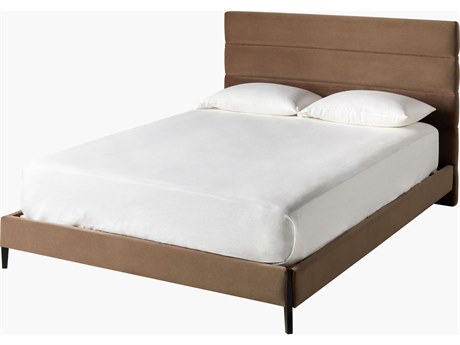 Surya Knox Gray Black Brown Rubberwood Upholstered Queen Platform Bed