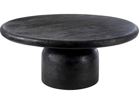 Surya Koben Round Wood Black Coffee Table