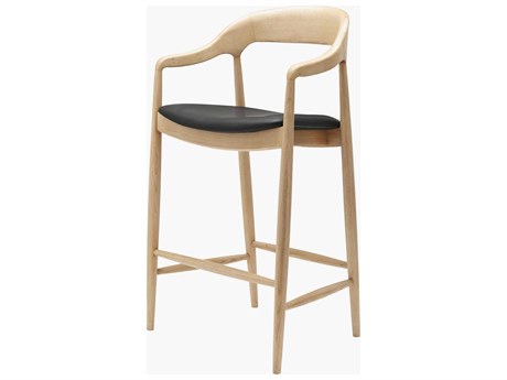 Surya Kisco Faux Leather Ash Wood Bar Stool