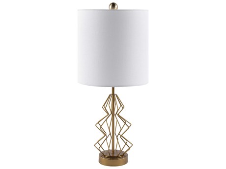 Surya Liberty Gold White Linen Table Lamp