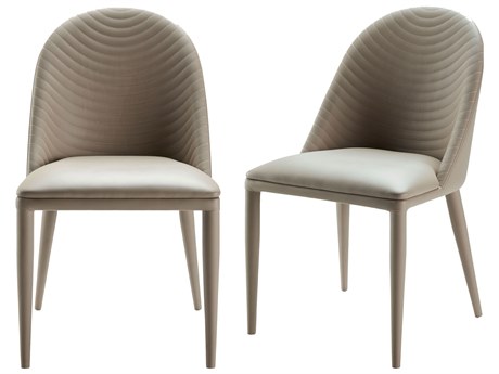 Surya Lacey Beige Faux Leather Armless Dining Chair Set of 2