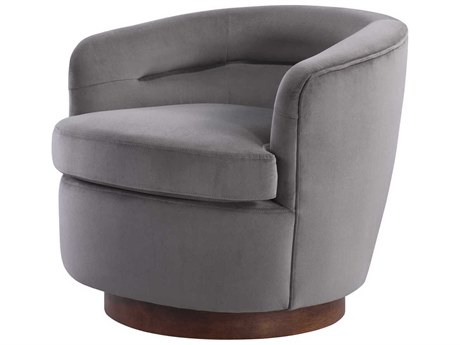 Surya Leigh Swivel Gray Fabric Accent Chair