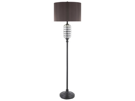 Surya Letty Black White Brown Polyester Floor Lamp