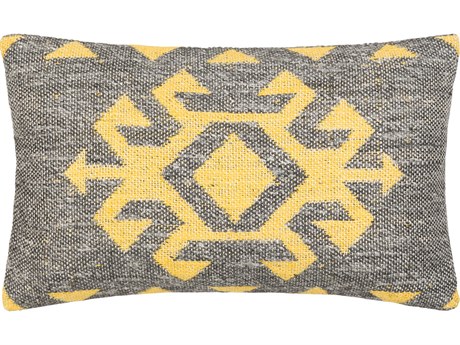 Surya Lewis Black / Charcoal / Orange Pillow