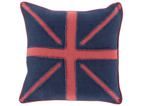 Surya Linen Flag Rose Pillow