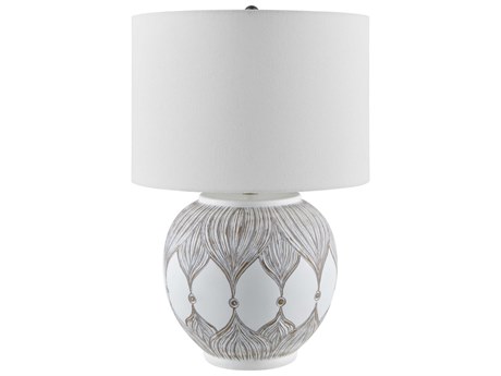 Surya Lafia White Linen Buffet Lamp