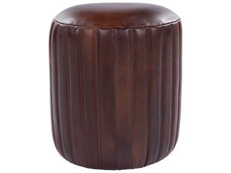 Surya Langdon Brown Leather Ottoman
