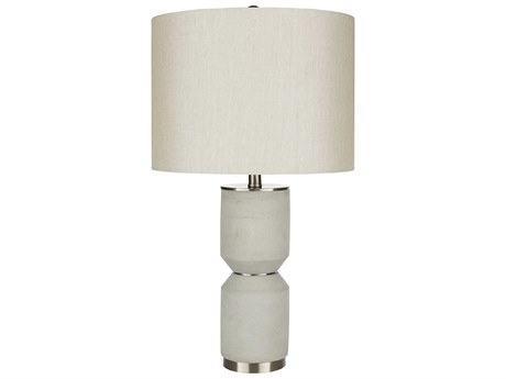 Surya Wells Light Gray White Linen Nickel Buffet Lamp