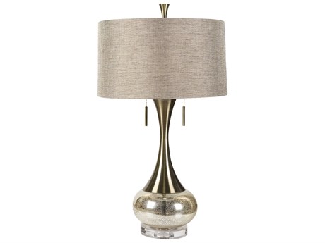 Surya Karval Gold Metallic Silver Camel Faux Silk Buffet Lamp