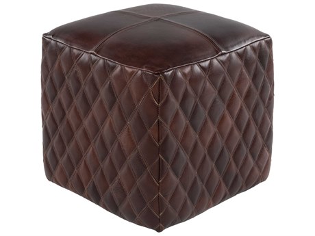 Surya Leonardo Brown Leather Ottoman