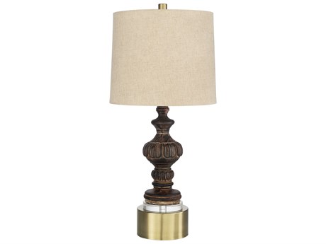Surya Lottie Brown White Linen Buffet Lamp