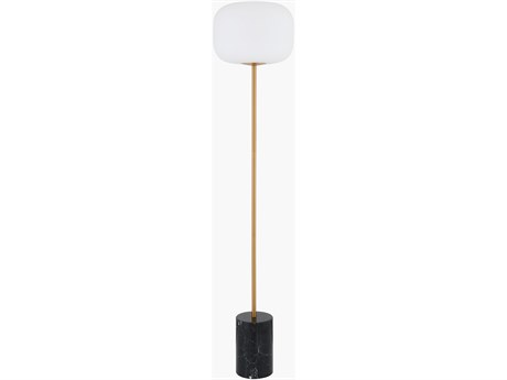 Surya Lunaris Black White Glass Floor Lamp