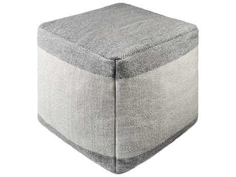 Surya Latvia Charcoal Gray Upholstered Pouf