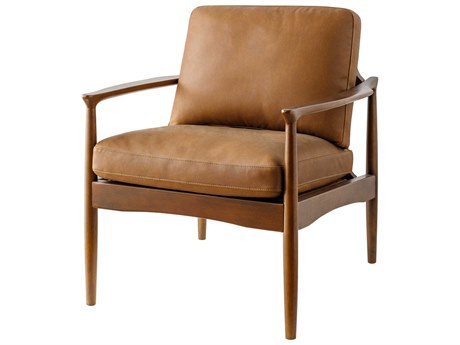 Surya Lewiston Brown Leather Accent Chair