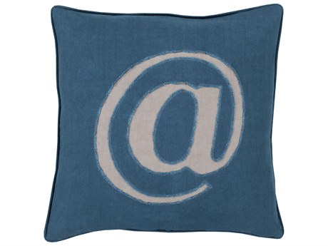 Surya Linen Text Dark Blue Pillow