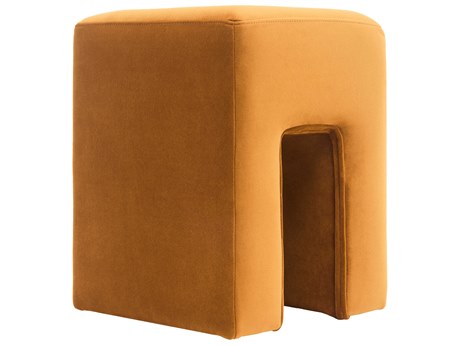 Surya Miraya Mustard Orange Upholstered Ottoman