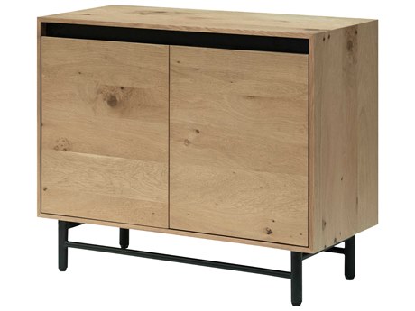 Surya Molander Clear Black Oak Wood Accent Cabinet