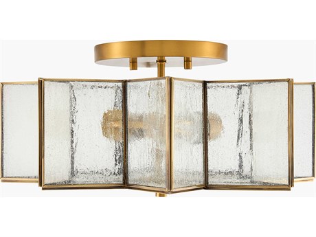 Surya Morella 2-Light Metallic Brass Geometric Semi Flush Mount