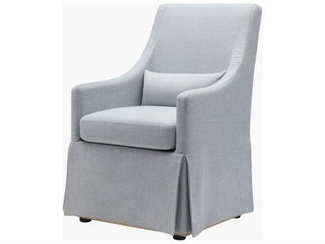 Surya Morada Rubberwood Gray Upholstered Arm Dining Chair