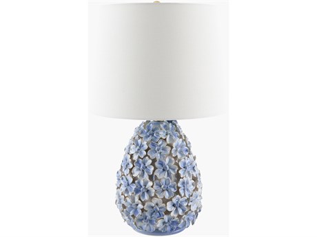 Surya Marradi Blue White Linen Table Lamp