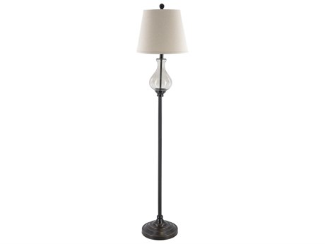 Surya Maarten Metallic Bronze Tan Linen Floor Lamp