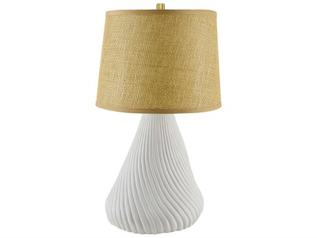 Surya Mervans White Brown Rattan Buffet Lamp