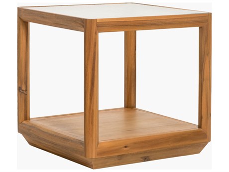 Surya Northbank Square Glass Wheat Clear End Table