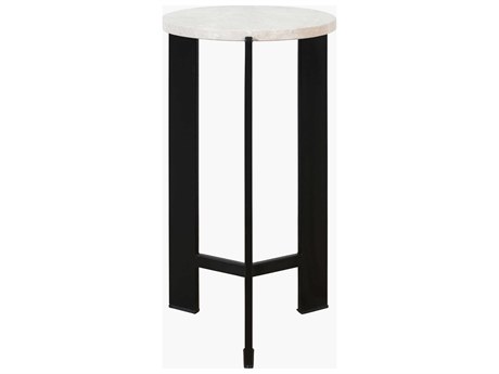 Surya Nisse Round Marble Beige Black End Table