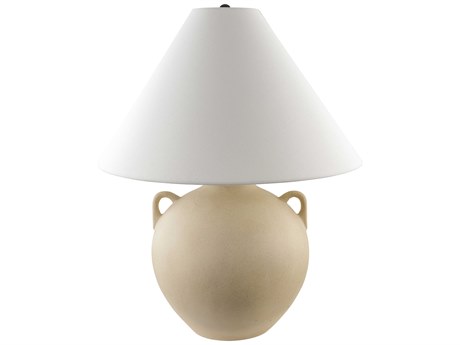 Surya Nivalis Natural Beige White Linen Off Table Lamp